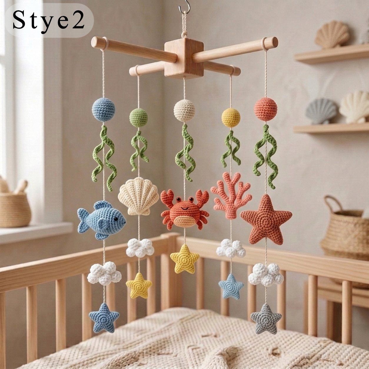 Handmade Crochet Ocean Baby Mobile – Whale, Turtle & Dolphin Nursery Decor
