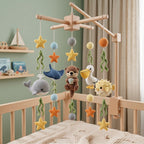 Crochet Ocean Baby Mobile, Handmade Sea Animal Crib Decor with Whale, Otter, Pelican, Stingray, Pufferfish and Stars, Nursery Gift