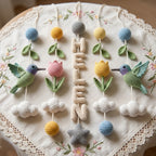 Personalized Crochet Hummingbird Baby Mobile with Custom Name – Floral Nursery Crib Decor