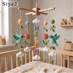 Personalized Crochet Hummingbird Baby Mobile with Custom Name – Floral Nursery Crib Decor