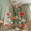 Handmade Crochet Flamingo Baby Mobile – Tropical Nursery Crib Decor