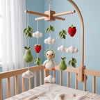 Handmade Crochet Duck Baby Mobile – Strawberry and Pear Nursery Crib Decor