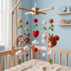 Handmade Crochet Woodland Baby Mobile – Hedgehog, Bear, Bunny & Squirrel Nursery Decor