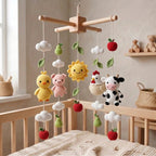 Handmade Crochet Farm Animal Baby Mobile – Cow, Pig, Hen & Chick Nursery Decor