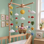Handmade Felt Farm Animal Baby Mobile – Cow, Pig, Sheep & Horse Nursery Decor