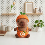 Orange Capybara Crochet Pattern PDF – Fruit Amigurumi Plush in Overalls