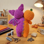 Two-Headed Stuffed Animal Crochet Pattern – Pumpkin & Bat Halloween Amigurumi PDF