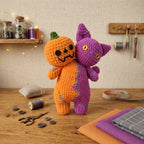 Two-Headed Stuffed Animal Crochet Pattern – Pumpkin & Bat Halloween Amigurumi PDF
