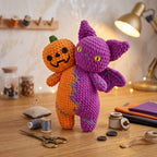 Two-Headed Stuffed Animal Crochet Pattern – Pumpkin & Bat Halloween Amigurumi PDF
