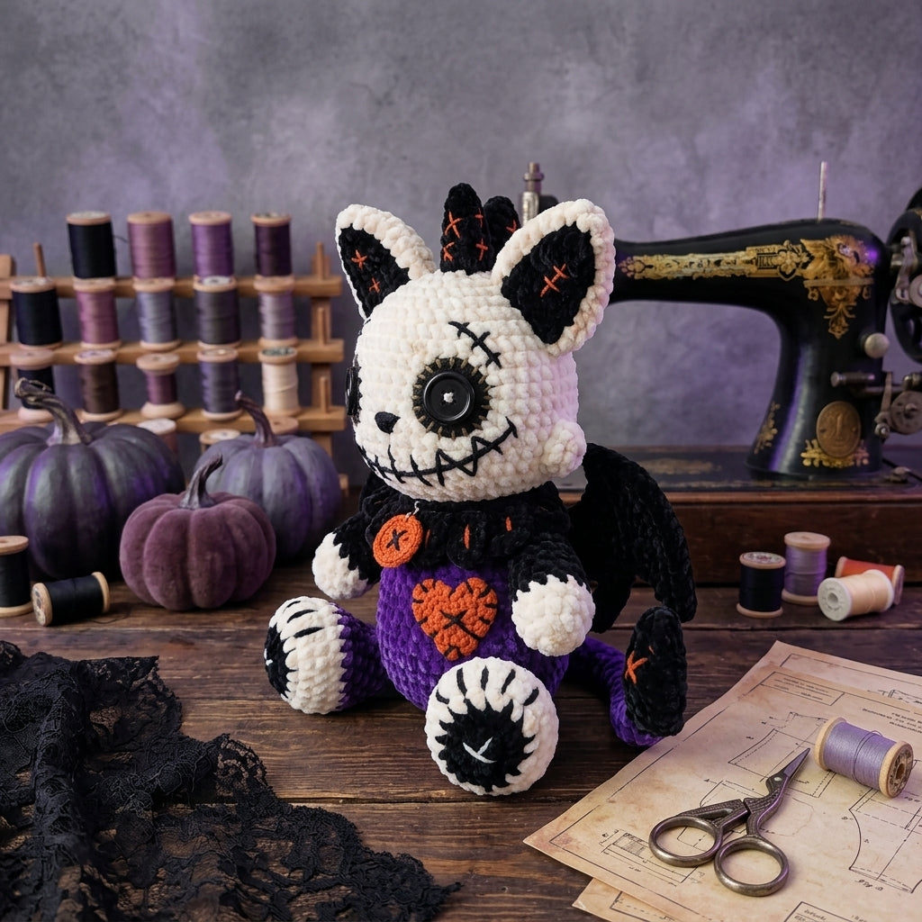Spooky Cat Crochet Pattern PDF – Halloween Bat Amigurumi Plush