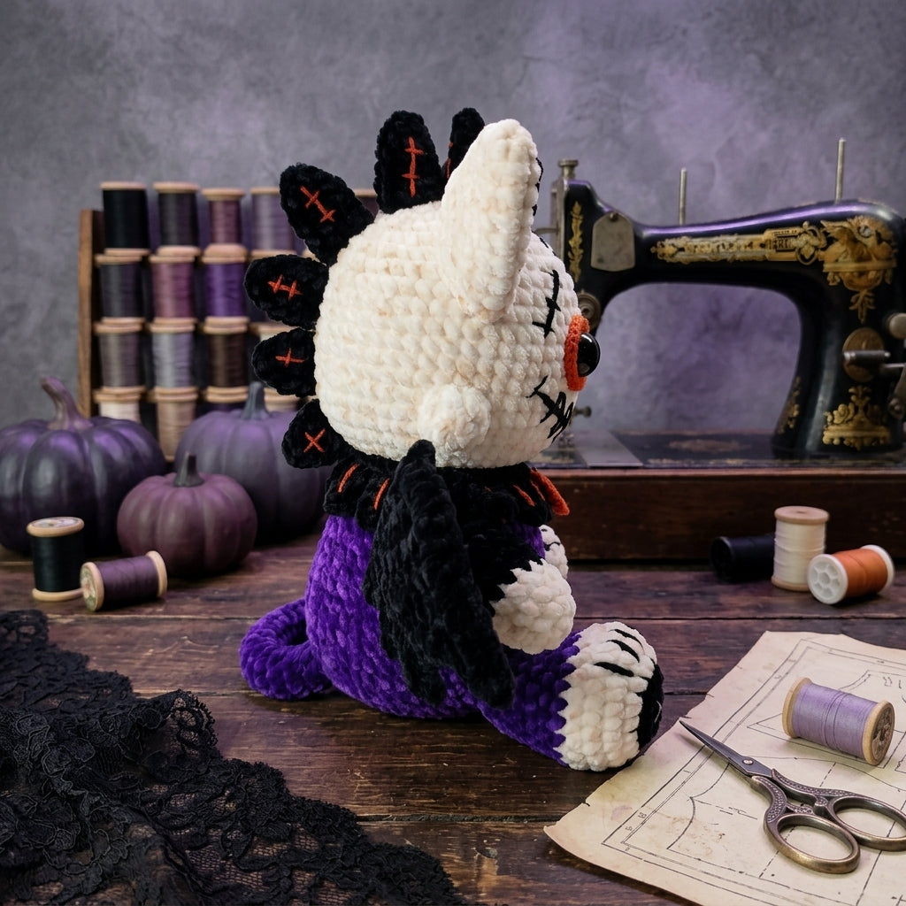 Spooky Cat Crochet Pattern PDF – Halloween Bat Amigurumi Plush