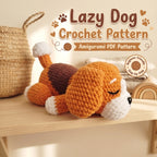 Lazy Dog Crochet Pattern PDF – Sleeping Puppy Amigurumi Plush