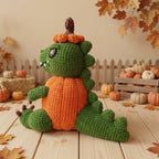 Pumpkin Dinosaur Crochet Pattern PDF – Halloween Dino Amigurumi Plush