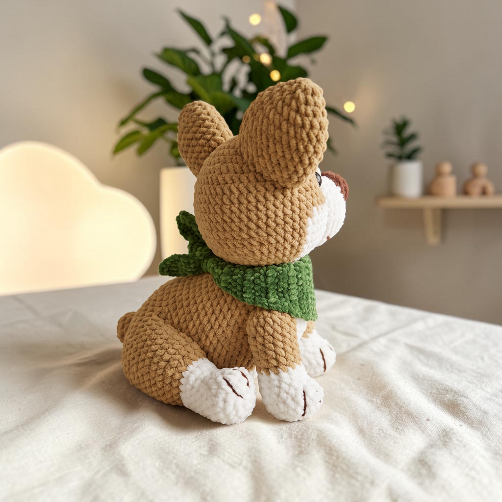 Cozy Scarf Corgi Crochet Pattern PDF – Amigurumi Puppy Plush