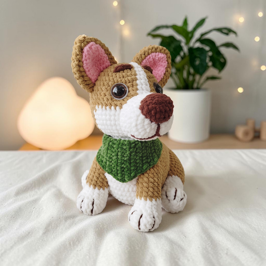 Cozy Scarf Corgi Crochet Pattern PDF – Amigurumi Puppy Plush