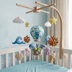 Handmade Felt Ocean Hot Air Balloon Baby Mobile – Sea Animal Nursery Decor