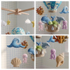 Handmade Felt Ocean Hot Air Balloon Baby Mobile – Sea Animal Nursery Decor