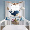 Handmade Felt Whale and Submarine Baby Mobile – Ocean Animal Nursery Decor
