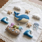 Handmade Felt Whale and Submarine Baby Mobile – Ocean Animal Nursery Decor