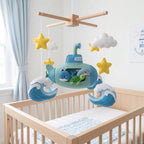 Handmade Felt Submarine Baby Mobile – Whale, Turtle & Dolphin Ocean Nursery Decor