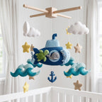 Ocean Adventure Felt Baby Mobile – Submarine, Whale, Turtle & Dolphin Nursery Decor