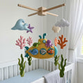 Handmade Felt Yellow Submarine Baby Mobile – Under the Sea Nursery Decor