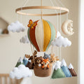 Handmade Felt Woodland Hot Air Balloon Baby Mobile – Forest Animal Nursery Decor