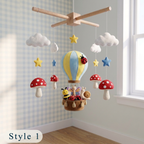 Handmade Felt Garden Hot Air Balloon Baby Mobile – Bee, Ladybug & Butterfly Nursery Decor