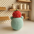 Frog Crochet Pattern, Cute Frog Wearing Strawberry Hat Amigurumi Tutorial