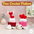 Valentine Turtle Crochet Pattern Bundle PDF, Cupcake Amigurumi Set
