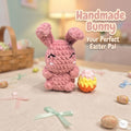 Crochet Easter Bunny Plush with Egg, Handmade Pink Amigurumi Rabbit, Soft Chenille Stuffed Animal, Easter Basket Gift