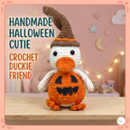 Handmade Halloween Duck Plush, Crochet Pumpkin Duck with Witch Hat, Amigurumi Stuffed Animal, Spooky Cute Fall Decor, Duck Lover Gift