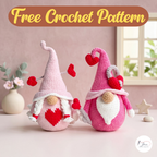 Valentine Gnome Crochet Pattern Bundle PDF, Love Gnome Amigurumi Pair
