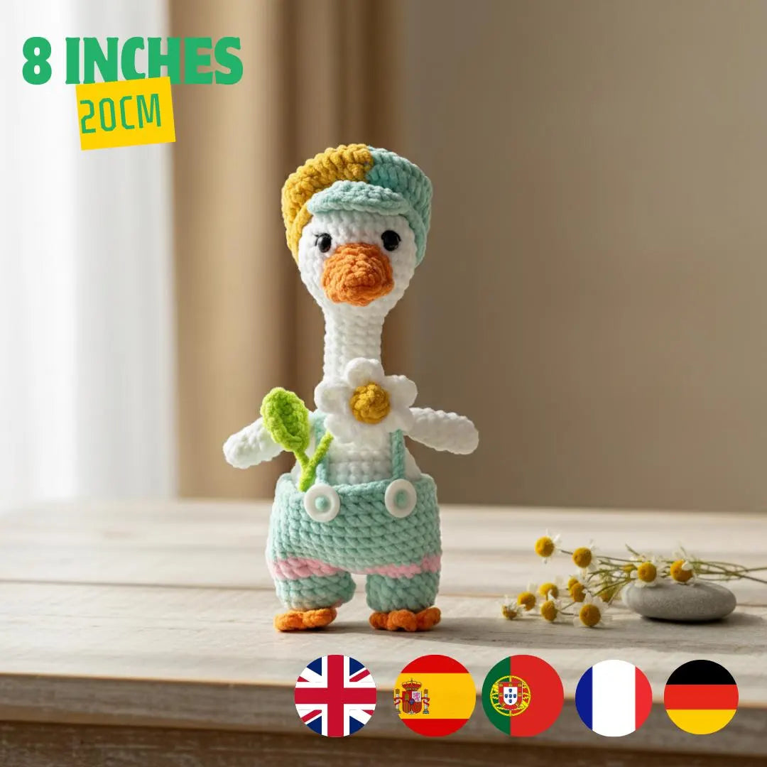 Crochet Goose with Bib Pattern, Easy Amigurumi Animal (PDF Pattern, 5 Languages)
