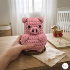 Chunky Crochet Pig Plush, Handmade Pink Amigurumi Pig, Soft Farm Animal Stuffed Toy, Pig Lover Gift, Cute Nursery Decor