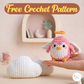 Angel Penguin Crochet Pattern PDF, Valentine Amigurumi with Cloud and Halo