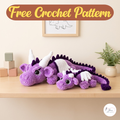 Lying Dragon Crochet Pattern PDF, 3 Sizes, Cute Amigurumi Plush Tutorial