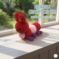 Crochet Caterpillar Plush, Handmade Red Amigurumi Bug, Soft Chenille Stuffed Insect Toy, Caterpillar Lover Gift, Nursery Decor
