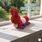 Crochet Caterpillar Plush, Handmade Red Amigurumi Bug, Soft Chenille Stuffed Insect Toy, Caterpillar Lover Gift, Nursery Decor