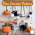 Halloween Crochet Pattern Bundle PDF, Pumpkin Ghost Bat Spider and Eyeball Amigurumi Patterns, Spooky Crochet Decorations