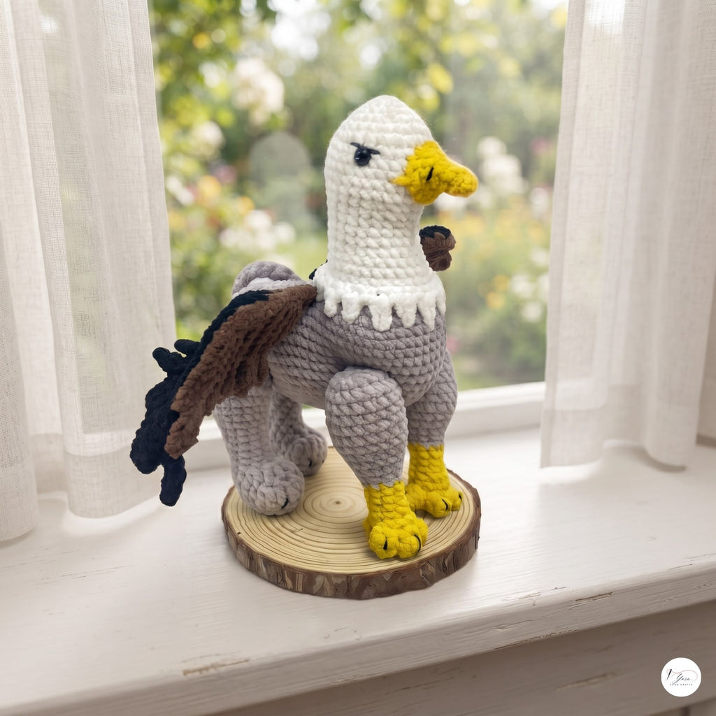 Crochet Griffin Plush - Finished Mythical Stuffed Animal