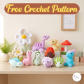 Cute Dinosaur Crochet Pattern Bundle PDF, Dino Amigurumi Plush Collection, Prehistoric Animals, Volcano and Mushroom Crochet Patterns