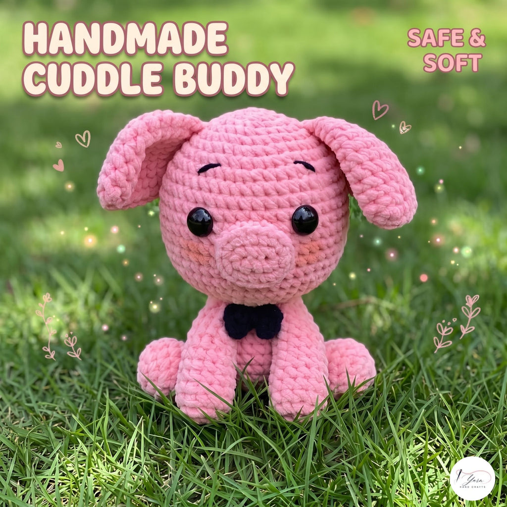 Handmade Crochet Pig Plush, Pink Amigurumi Pig Stuffed Animal, Soft Piglet Toy, Farm Animal Gift, Cute Nursery Decor