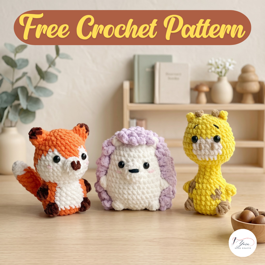 Cute Animal Crochet Pattern Bundle PDF, Fox Hedgehog and Giraffe Amigurumi