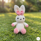 Handmade Crochet Bunny Plush, White Pink Amigurumi Rabbit, Soft Stuffed Animal, Easter Bunny Gift, Cute Nursery Decor