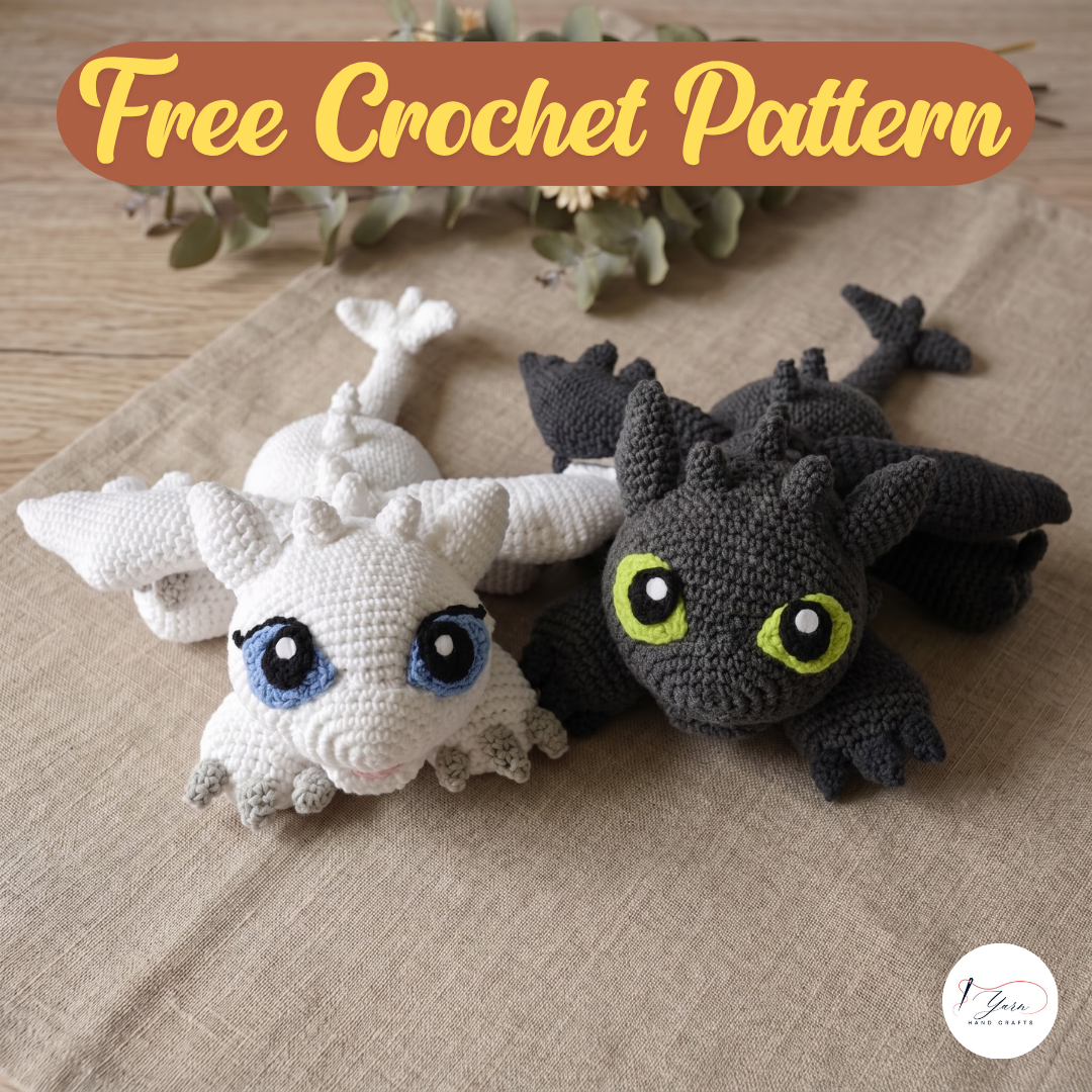 Black and White Dragon Crochet Pattern PDF, Large Fantasy Amigurumi Plush
