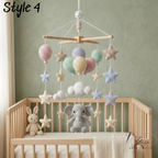 Handmade Elephant Baby Mobile, Crochet Hot Air Balloon Crib Mobile, Neutral Nursery Decor, Cloud & Star Baby Mobile, Baby Shower Gift