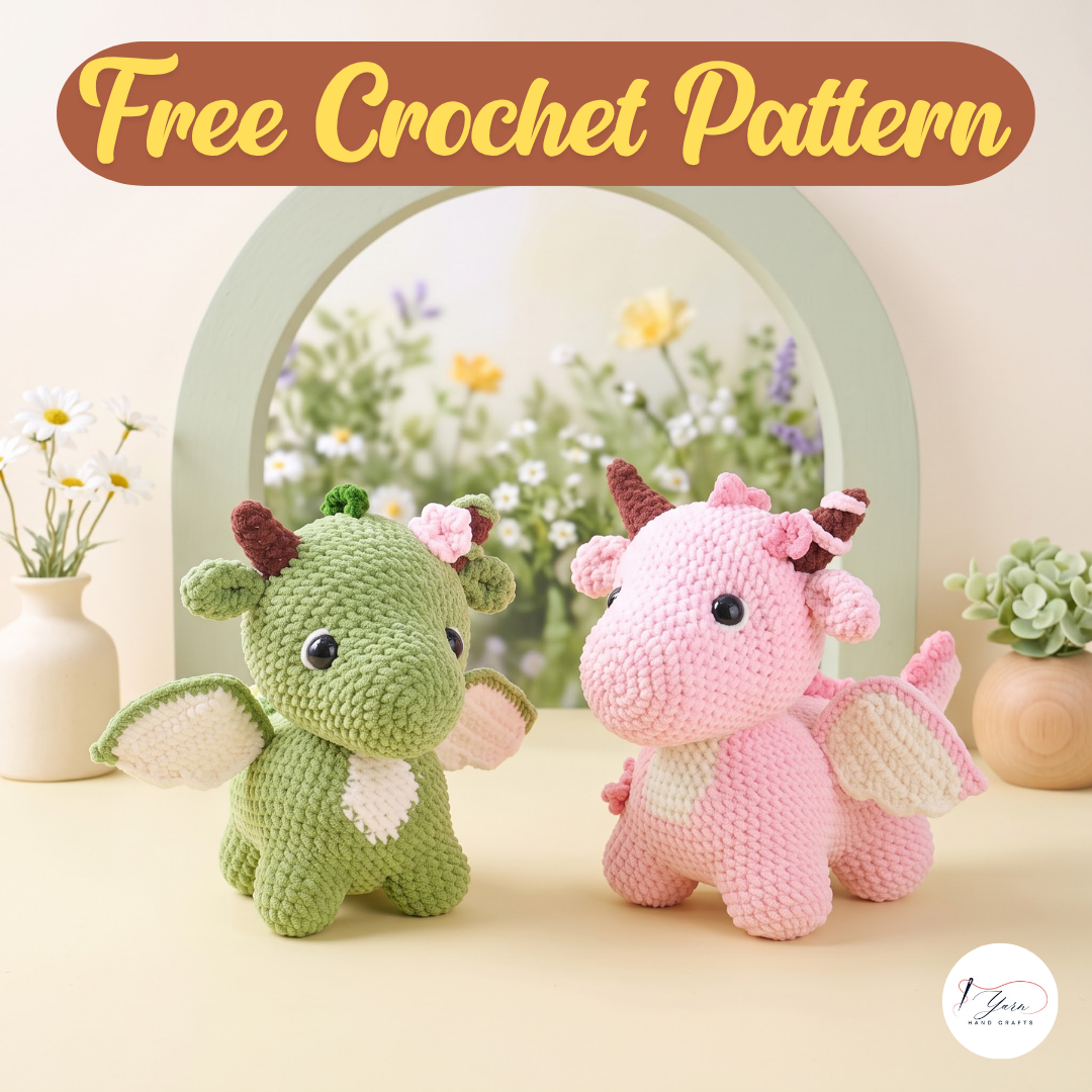 Dragon Crochet Pattern Bundle PDF, Pink Baby and Green Dragon Amigurumi Plush