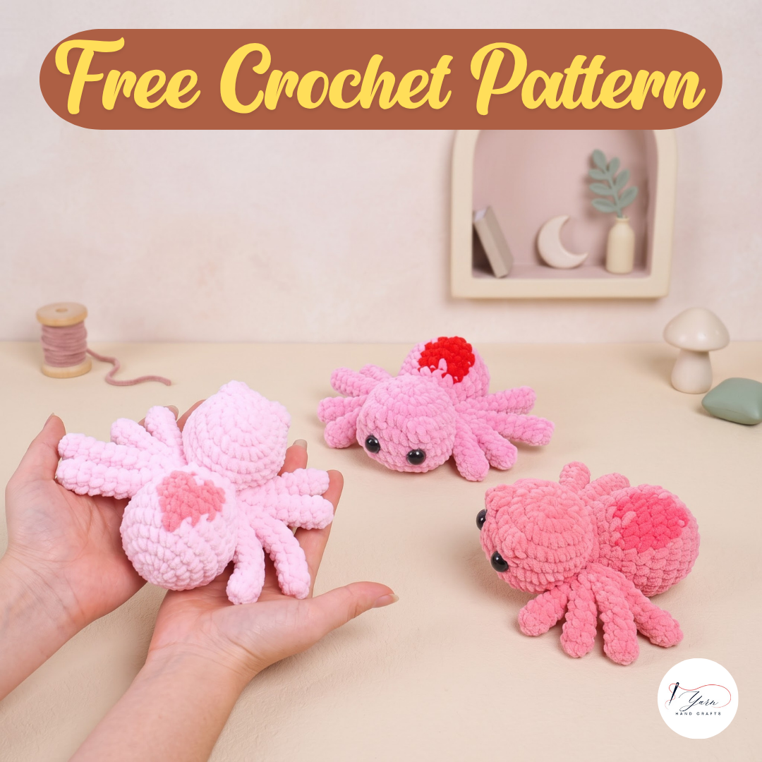 Valentine Spider Crochet Pattern PDF, Heart Spider Amigurumi Plush