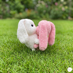 Handmade Crochet Kissing Bunnies Set of 2, Pink White Amigurumi Rabbit Plush Pair, Valentine Couple Gift, Anniversary Keepsake